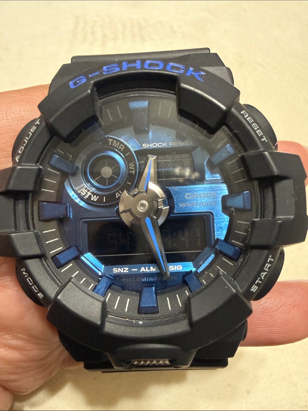 Casio G-SHOCK Black with Blue Accent Analog-Digital Watch